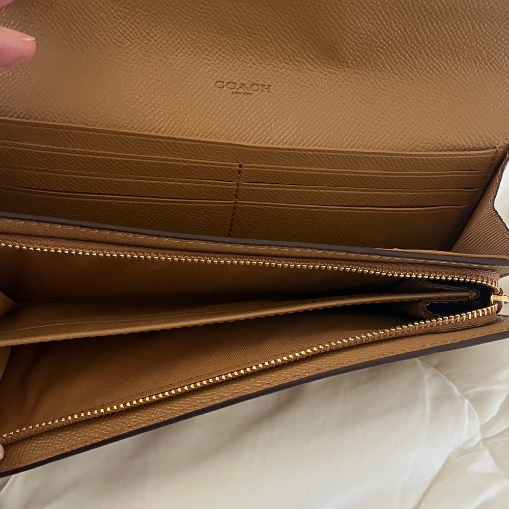 COACH City Zip Tote in Tan Leather With Matching Slim Envelope Wallet EUC - Picture 11 of 13